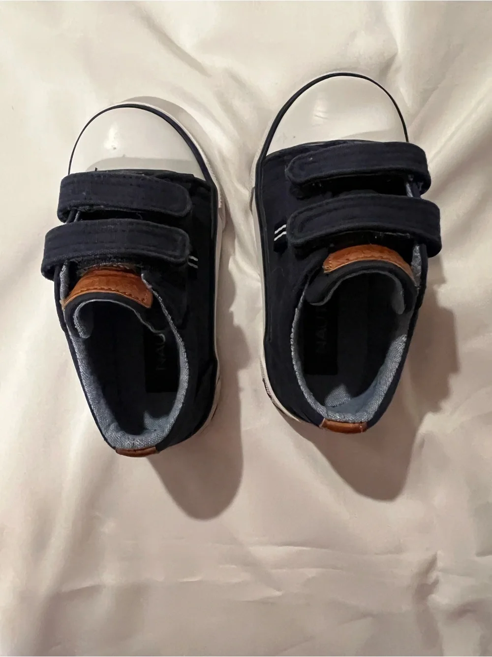Nautica Navy Canvas with Leather Accent Velcro Toddler Sneakers Size 6